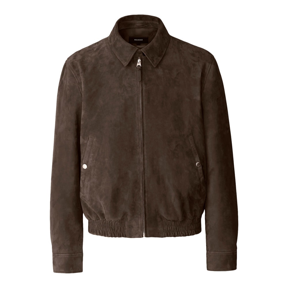 Mackage GIOVANNI-SU Suede Bomber Jacket Umber