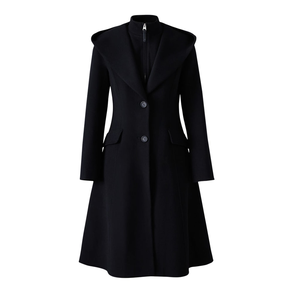 Mackage GLORIA Handmade Wool Blend Coat with Removable Bib Black