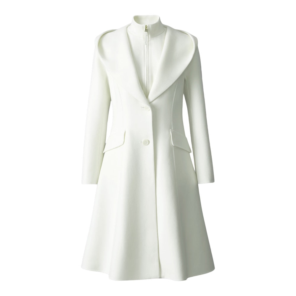 Mackage GLORIA Handmade Wool Blend Coat with Removable Bib Cream