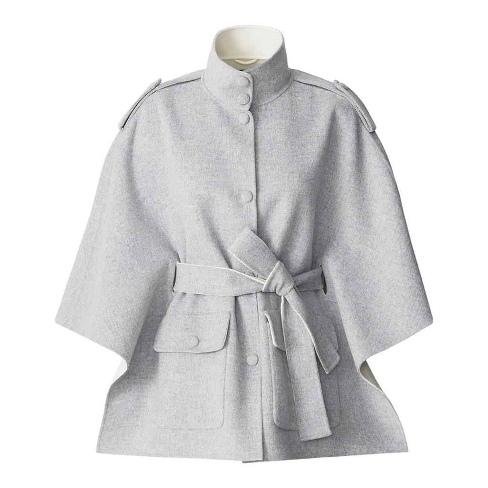 Mackage HENRIETTA Double-Face Wool Cape Jacket Light Grey Mix-Cream