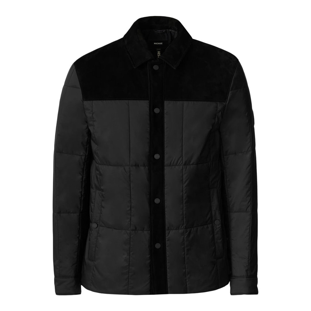 Mackage HENRIK Mixed-Media Suede Shirt Jacket Black