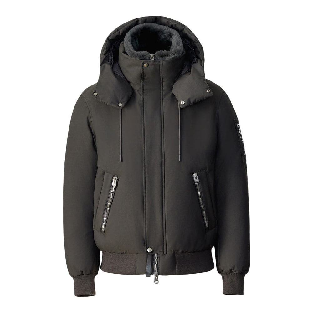 Mackage IKER 2-in-1 Down Bomber With Removable Shearling Bib Carbon