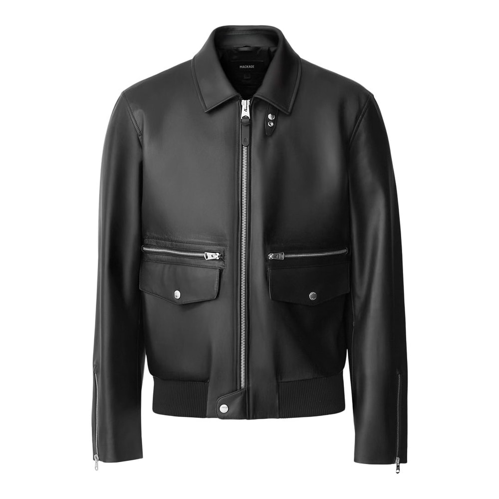 Mackage JAKARI Leather Zip Jacket Black