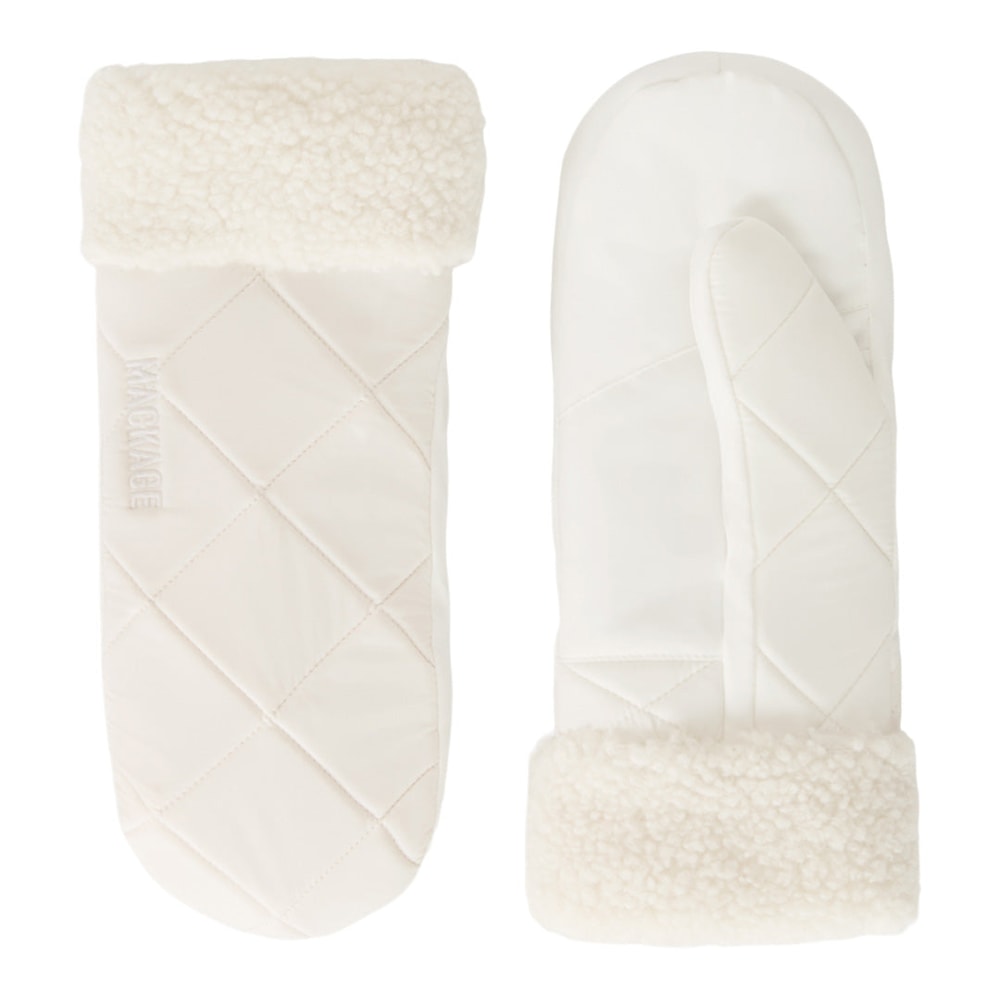 Mackage JAZMINA-SKI Quilted Ski Mittens With Fleece Lining Off White