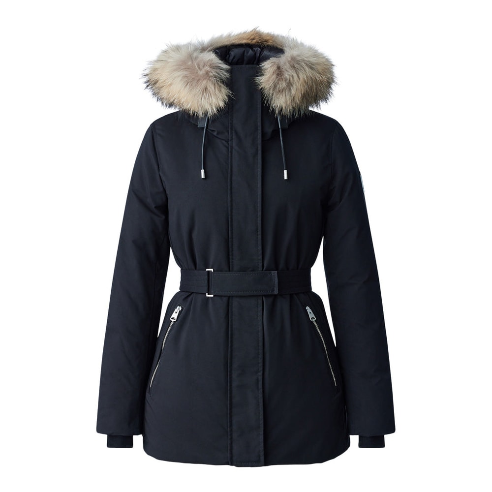 Mackage JENI-F 2-in-1 down parka with removable bib and natural fur Black