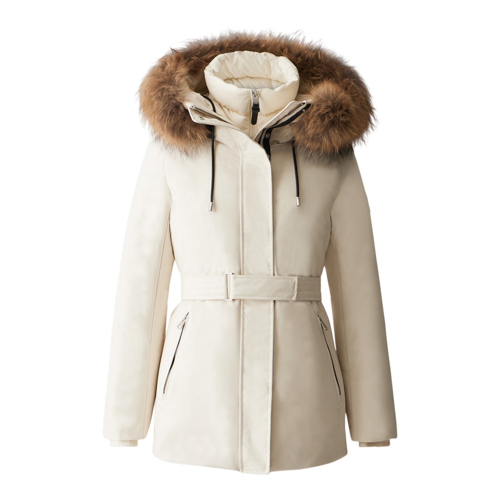 Mackage JENI-F 2-in-1 down parka with removable bib and natural fur Cream