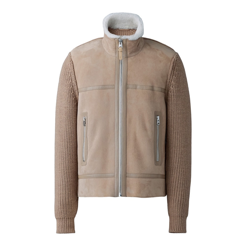 Mackage JONATHAN Mixed-media shearling jacket Light Camel-Natural