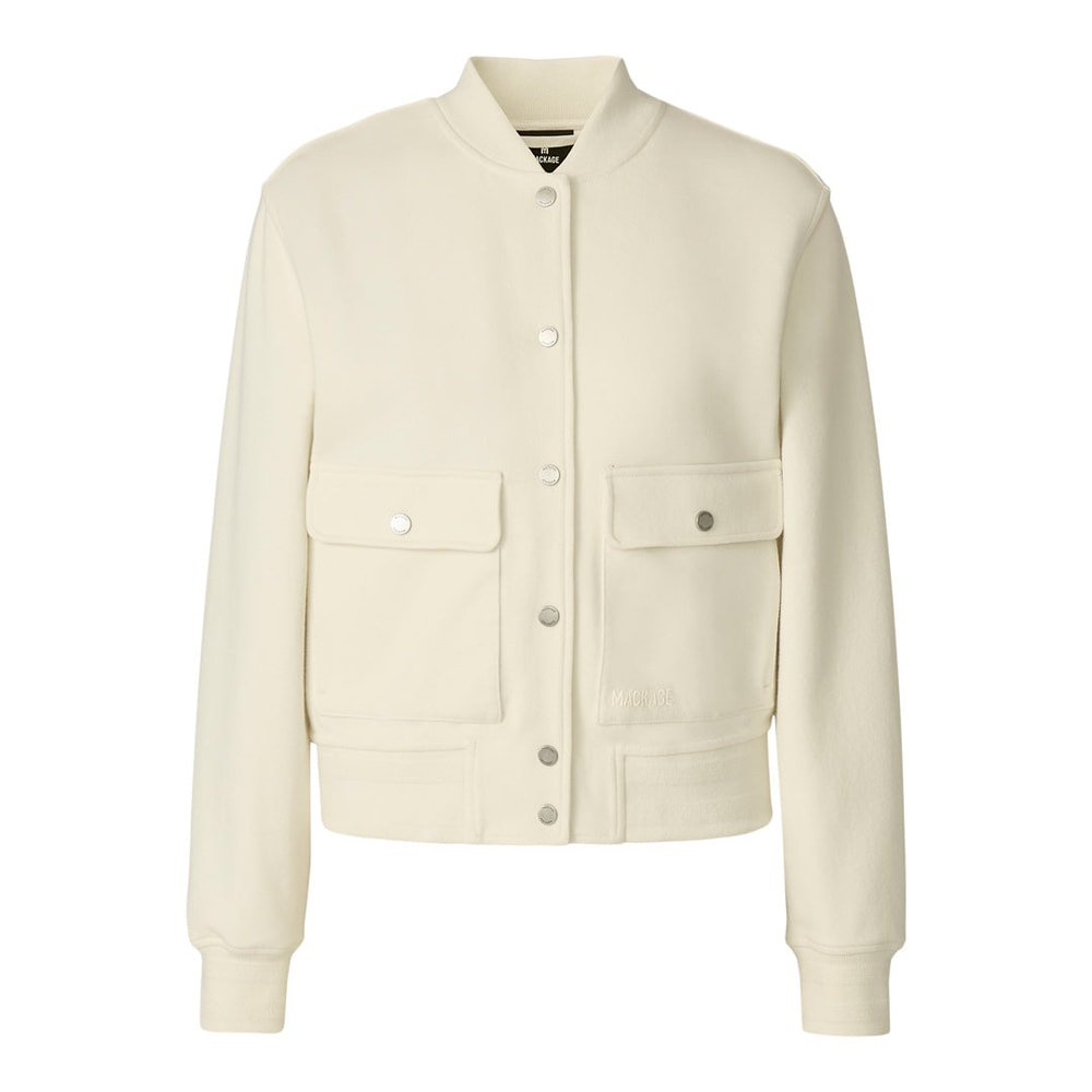 Mackage JUNIPER-K Brushed Knit Bomber Jacket Cream