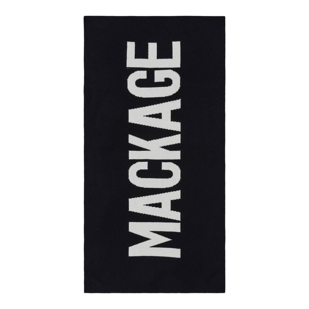 Mackage JUNO-Z 2-in-1 merino blend logo scarf Black