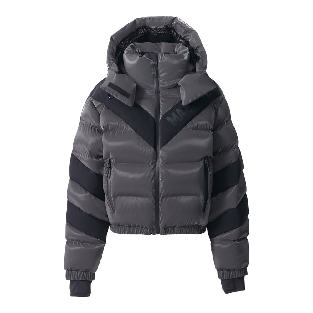 Mackage KAIRI-GLO High-Gloss Down Ski Jacket with Chevron Design Carbon
