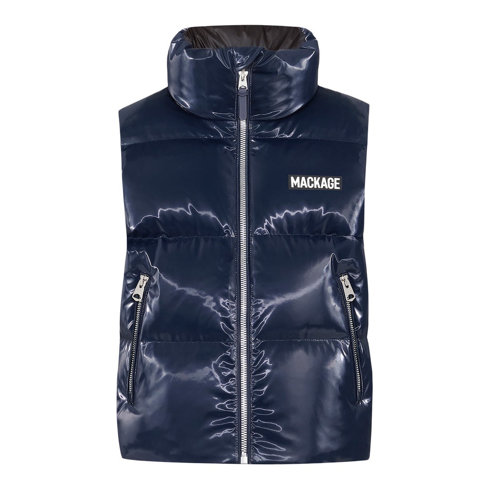 Mackage KANE-GLO High-Gloss Down Vest Marine Blue