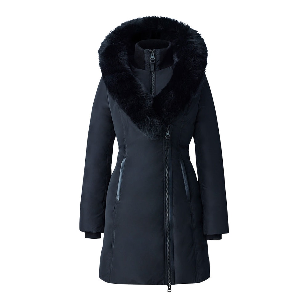 Mackage KAY-BX Down coat with blue fox fur Signature Mackage Collar Black