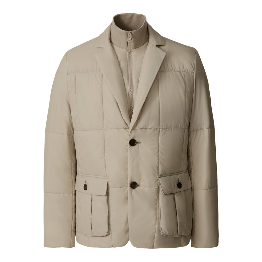 Mackage KEATON 2-in-1 Ultra-Light Quilted Blazer with Removable Bib Taupe