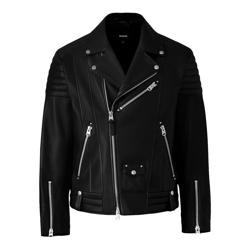 Mackage KENNETH Leather Biker Jacket Black