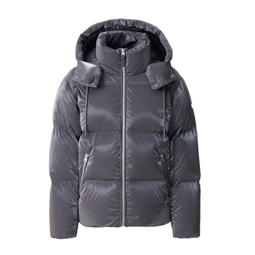 Mackage KENT-GLO High-Gloss Removable Hooded Down Jacket Carbon