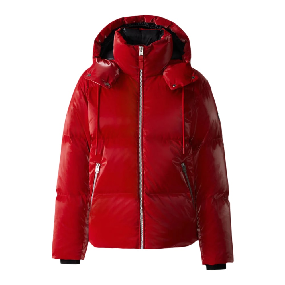 Mackage KENT-GLO High-Gloss Removable Hooded Down Jacket Dark Red