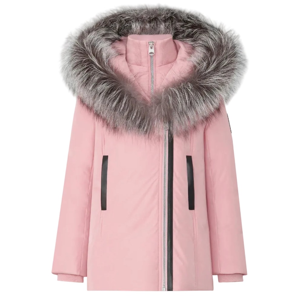 Mackage LEELEE-XZ Down coat with removable silver fur collar for kids (8-14 years) Soft Pink