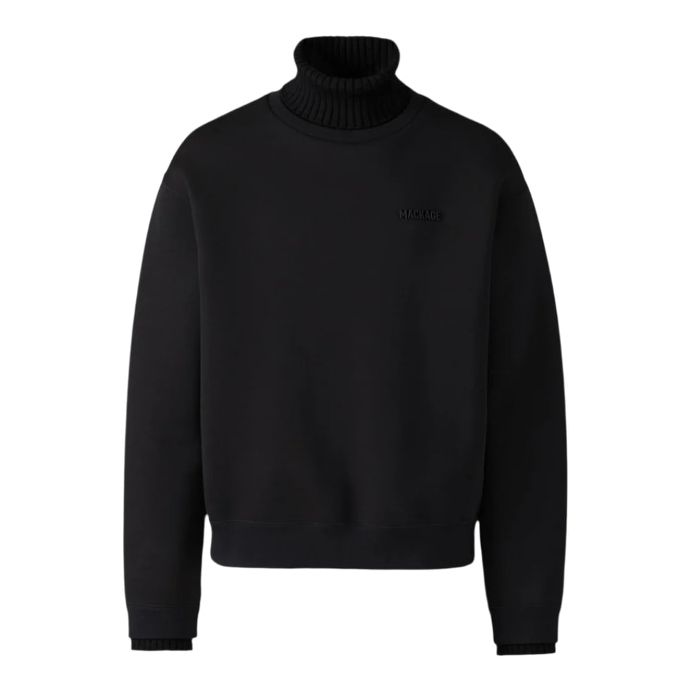 Mackage LEGEND Knit Cotton-Blend Turtleneck Sweater Black