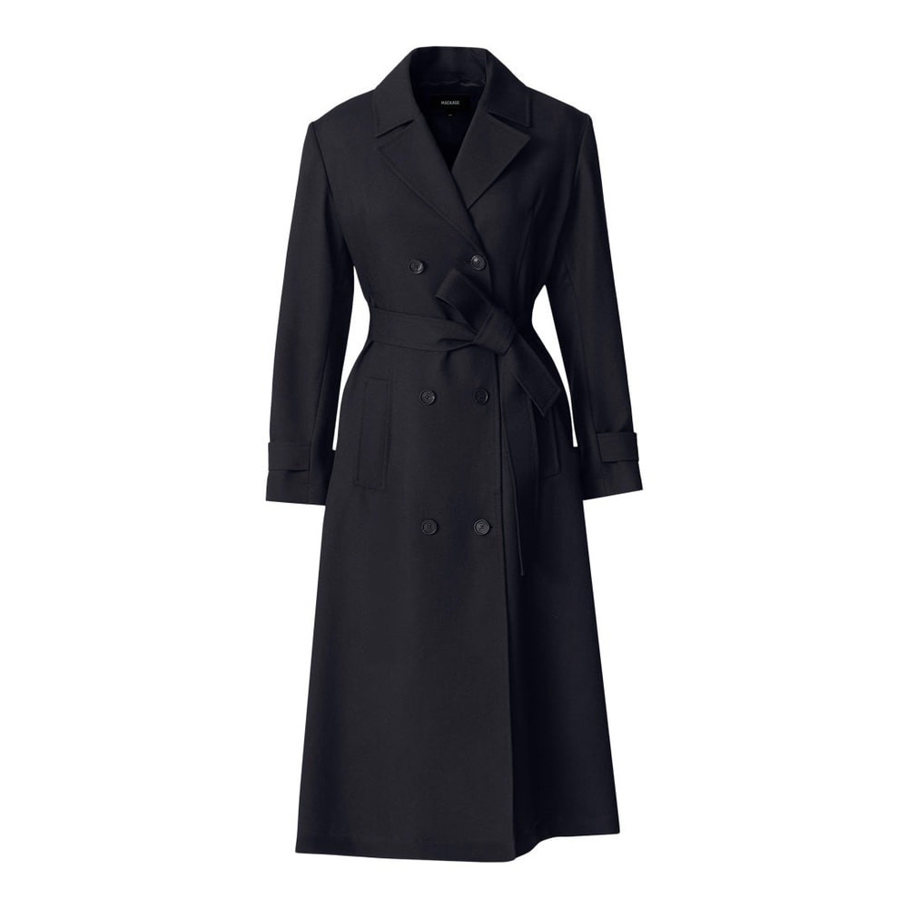 Mackage LORNA Wool Gabardine Trench Coat Navy