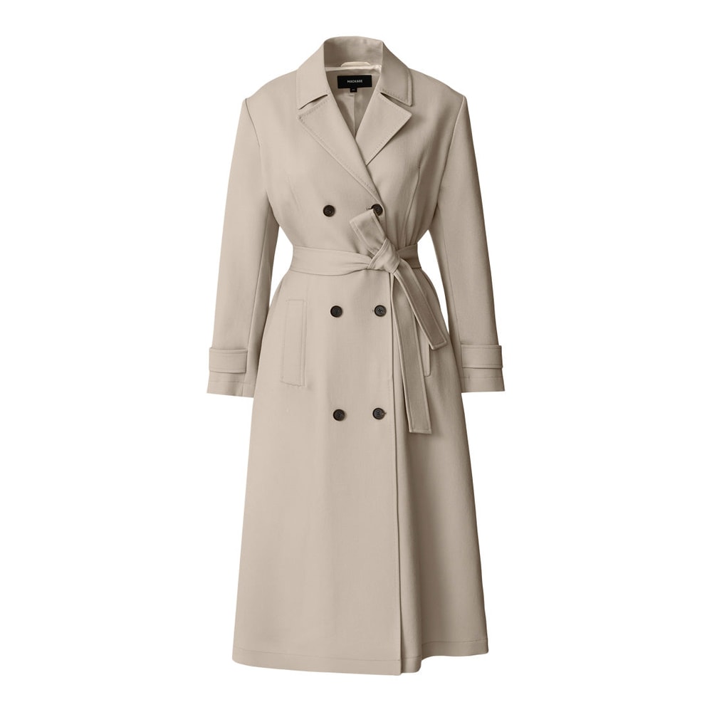 Mackage LORNA Wool Gabardine Trench Coat Taupe