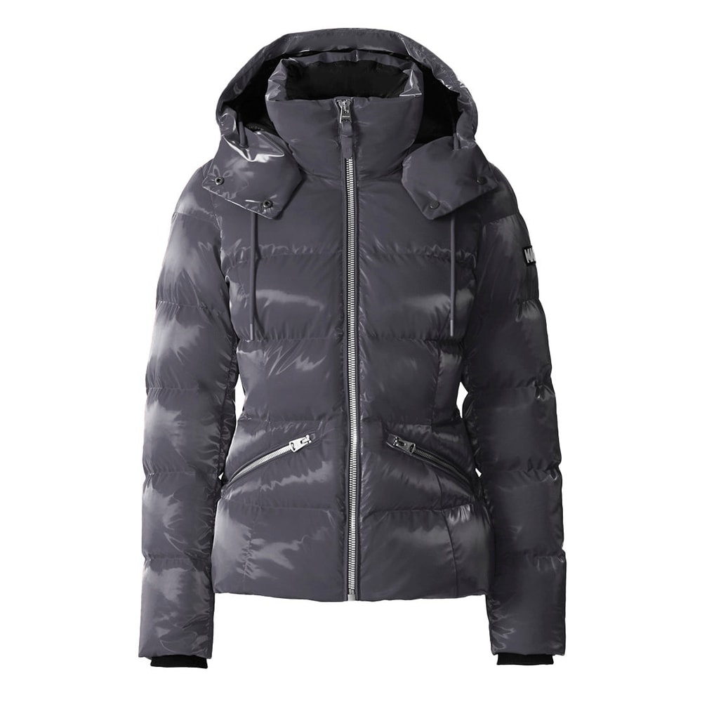 Mackage MADALYN-GLO High-Gloss Down Jacket With Removable Hood Carbon