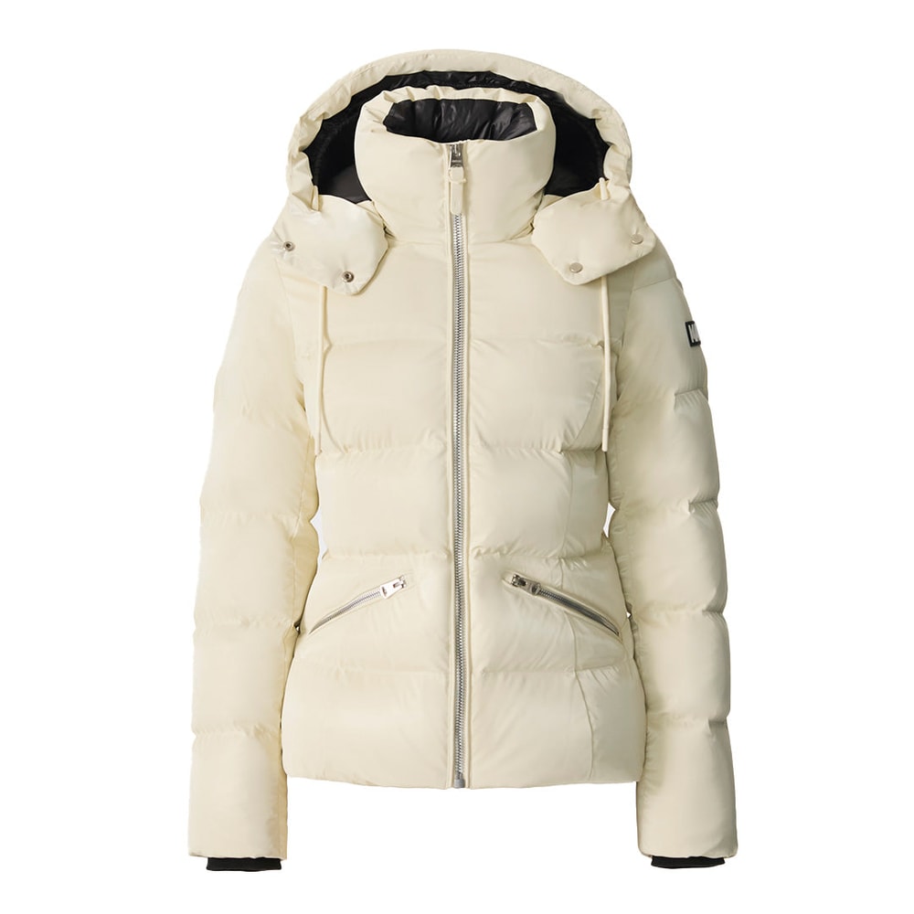 Mackage MADALYN-GLO High-Gloss Down Jacket With Removable Hood Cream