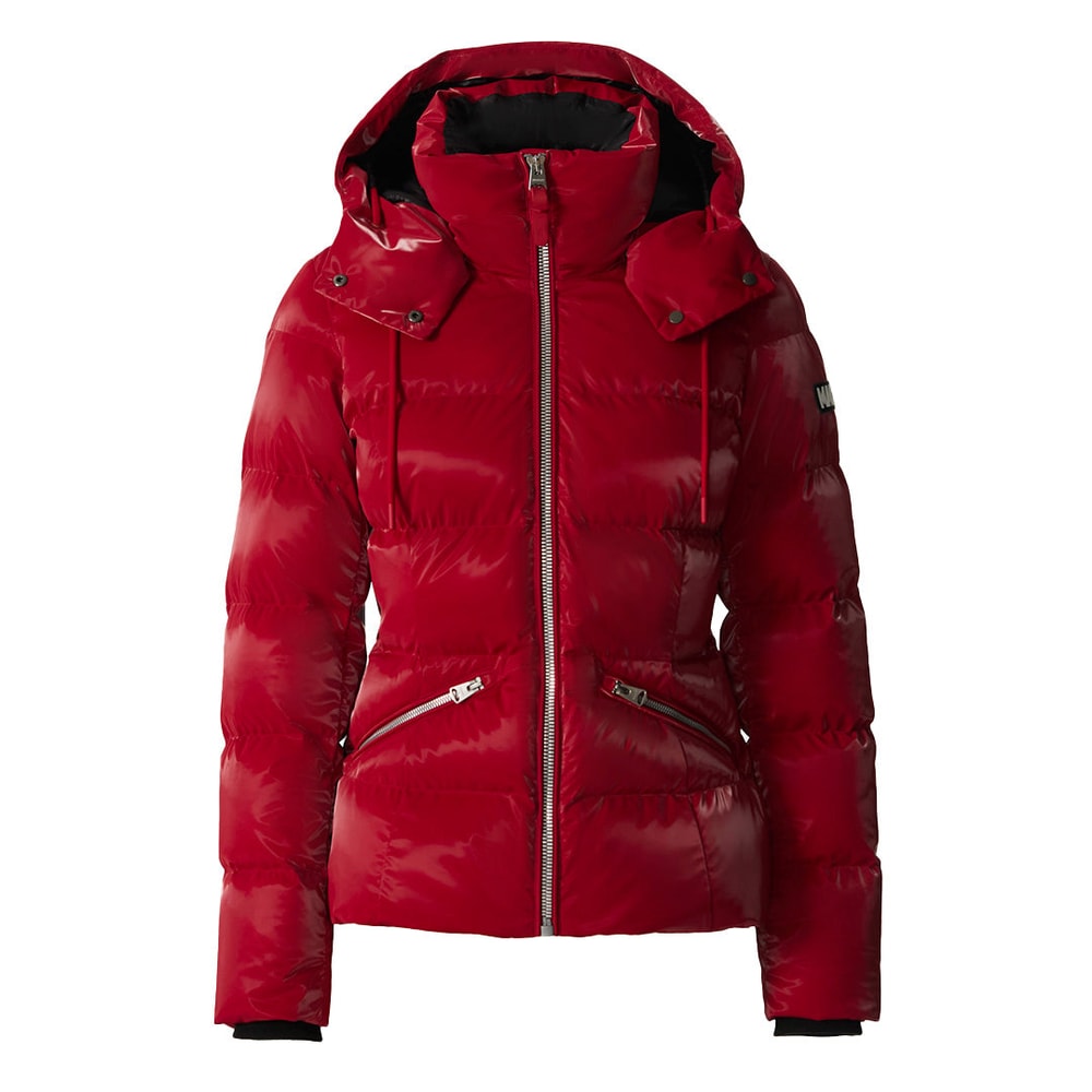 Mackage MADALYN-GLO High-Gloss Down Jacket With Removable Hood Dark Red