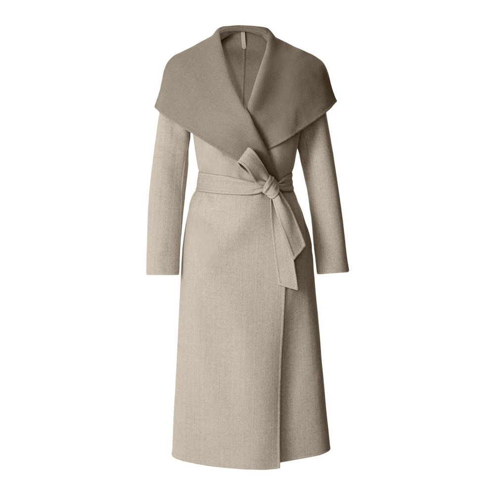 Mackage MAI-HB Double-face Herringbone wool wrap coat Taupe Mix-Taupe