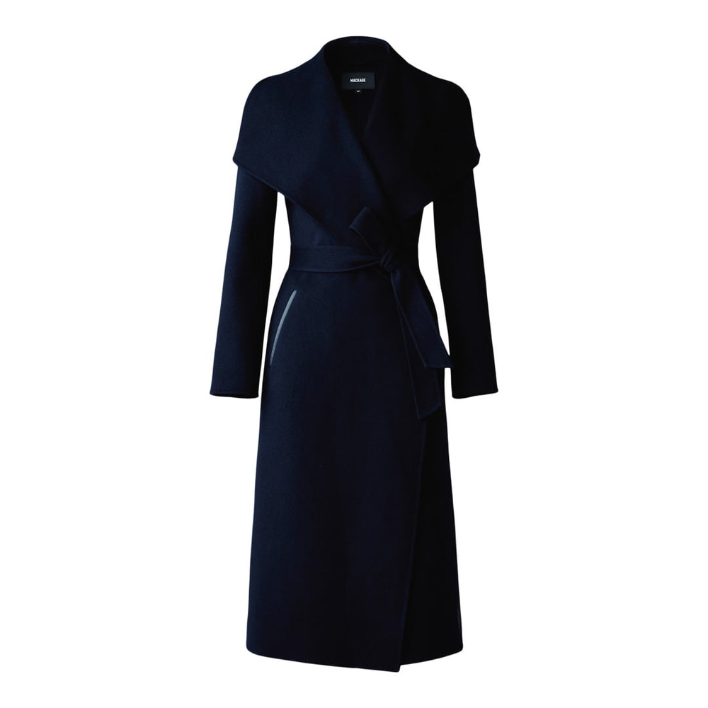 Mackage MAI Double-face wool wrap coat Navy