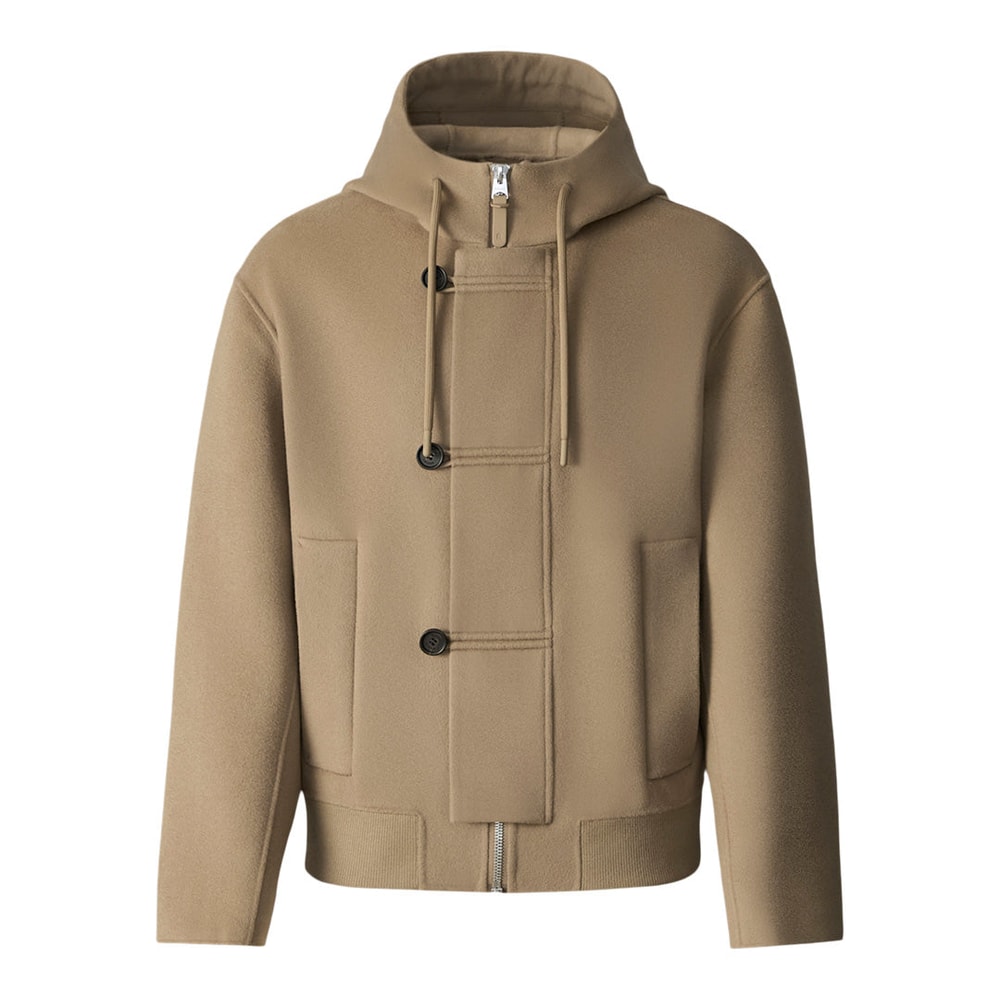 Mackage MALIK Double-Face Wool Hooded Jacket Light Camel