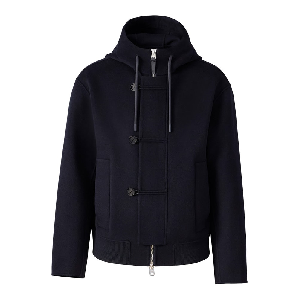 Mackage MALIK Double-Face Wool Hooded Jacket Navy