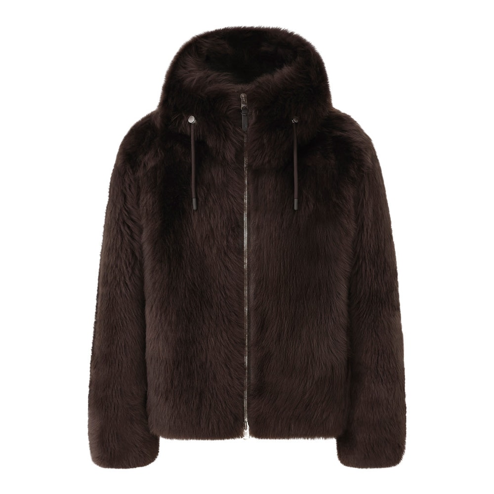 Mackage MOSES hooded shearling jacket Coffee