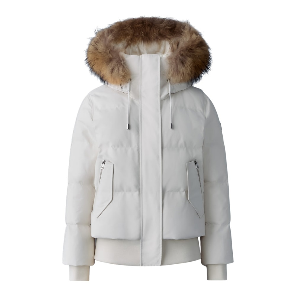Mackage NEFI-FZ Down jacket with removable fur trimmed hood Cream