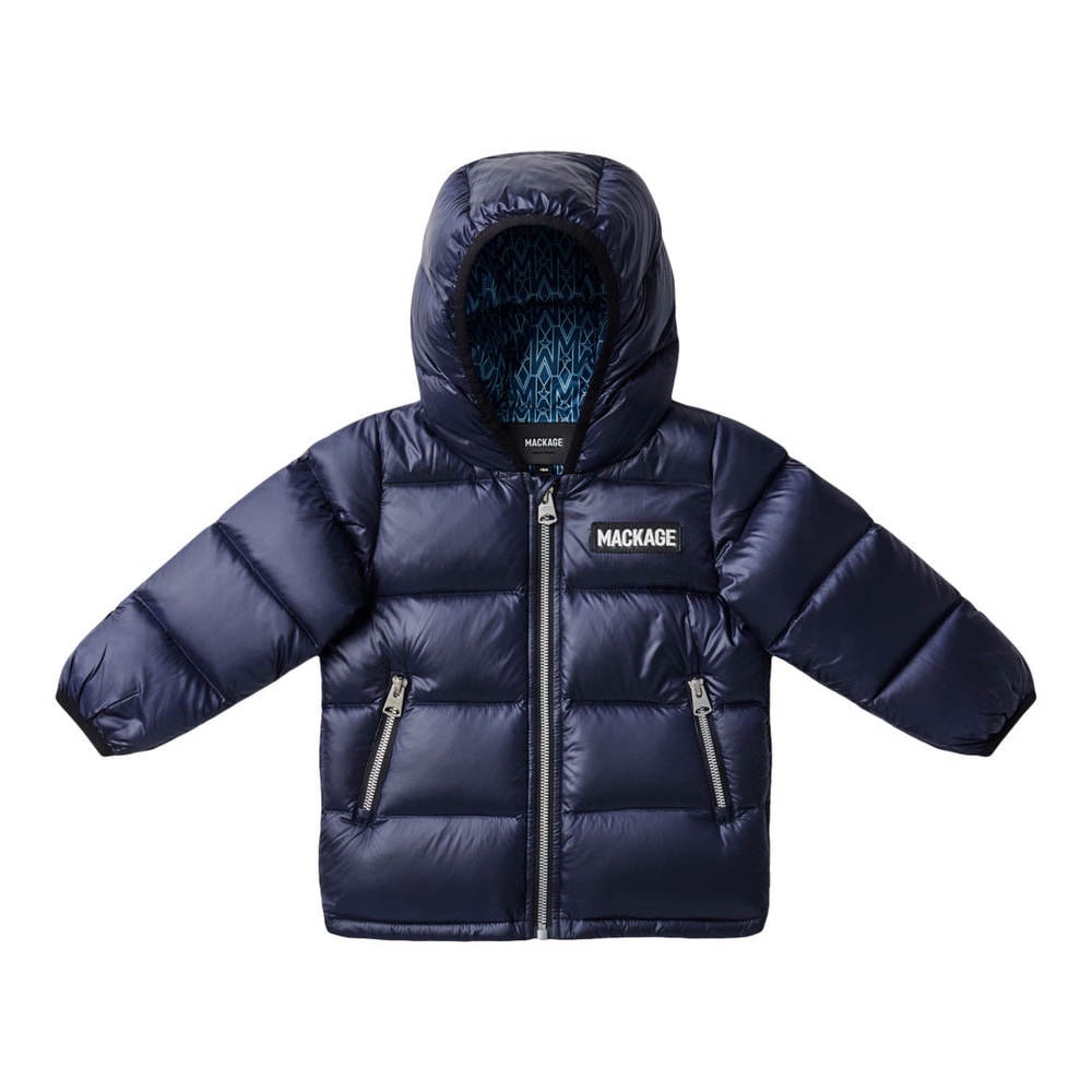 Mackage NOKO Recycled E3-Lite down jacket with hood for babies (3-24 months) Navy