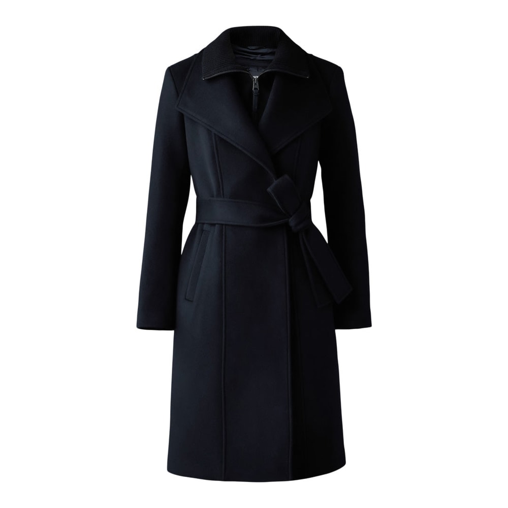 Mackage NORITA 2-in-1 double face wool coat with sash Black