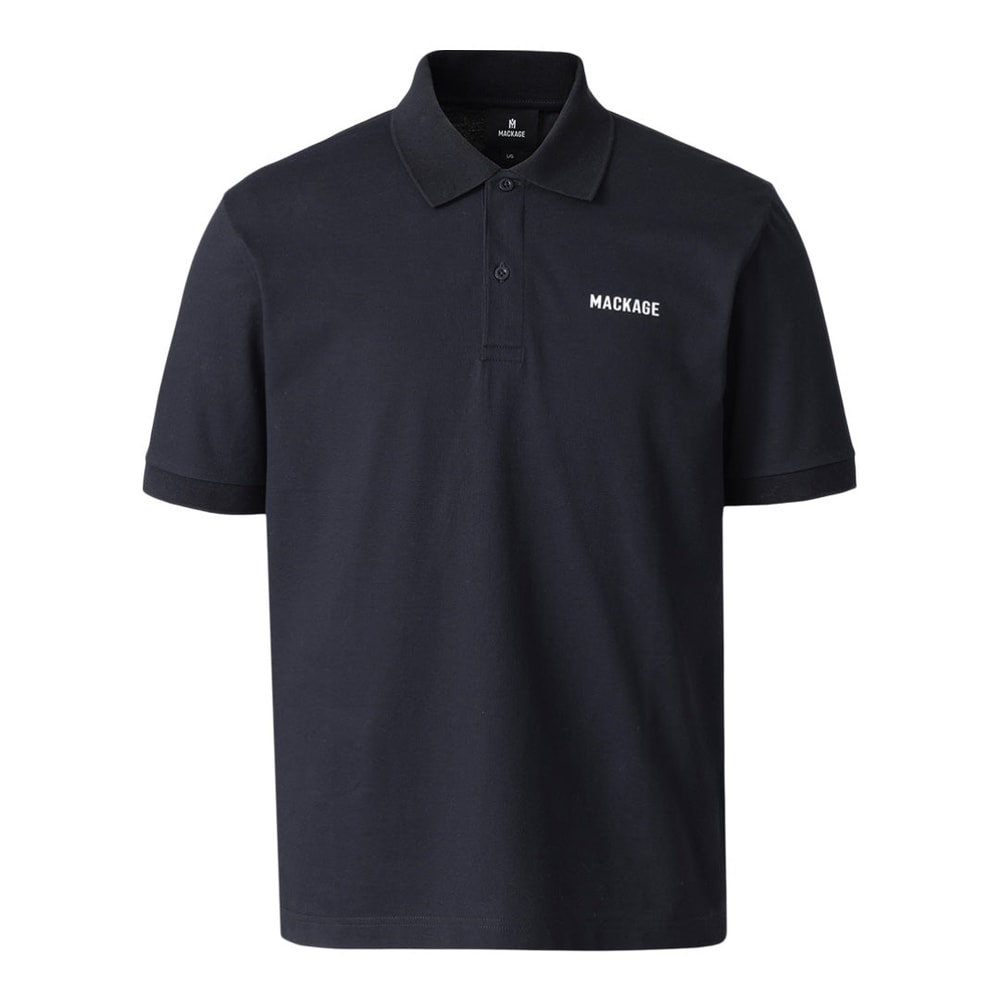 Mackage PABLO-CR Flat Knit Rib Collar Polo Navy-White