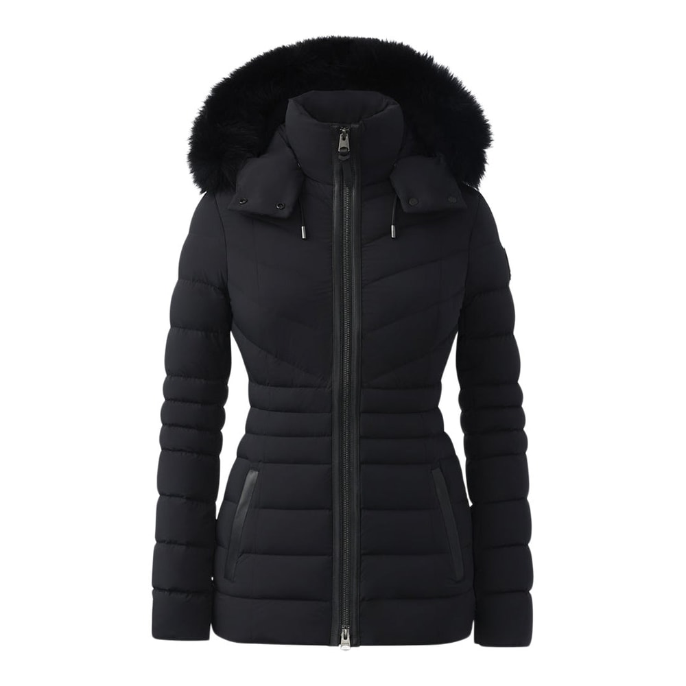 Mackage PATSY-BX Agile 360 down jacket with blue fox fur Black