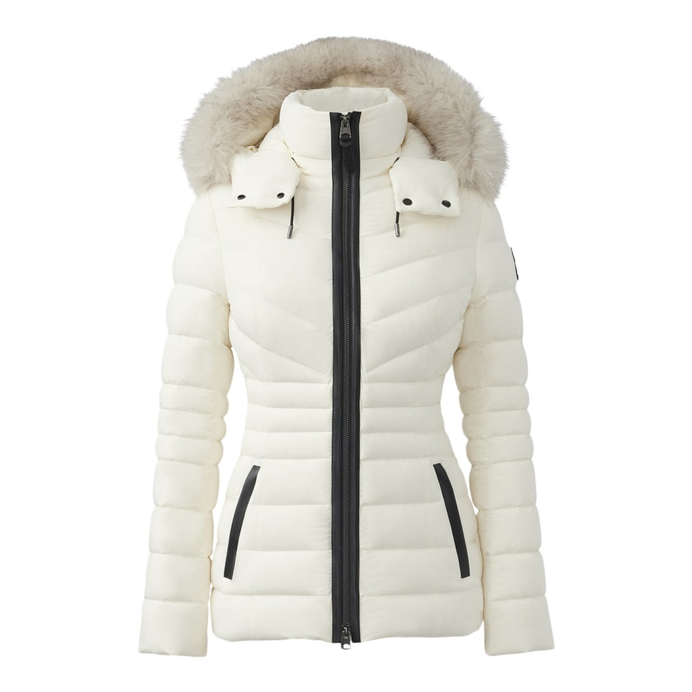 Mackage PATSY-BX Agile 360 down jacket with blue fox fur Cream