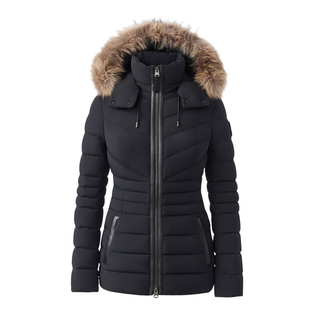 Mackage PATSY-FZ Manteau Agile 360 en duvet avec col en fourrure naturelle Black