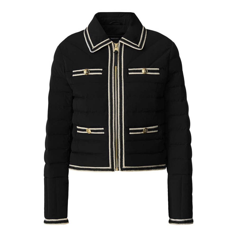 Mackage PETUNIA Crocheted Trim Down Jacket Black