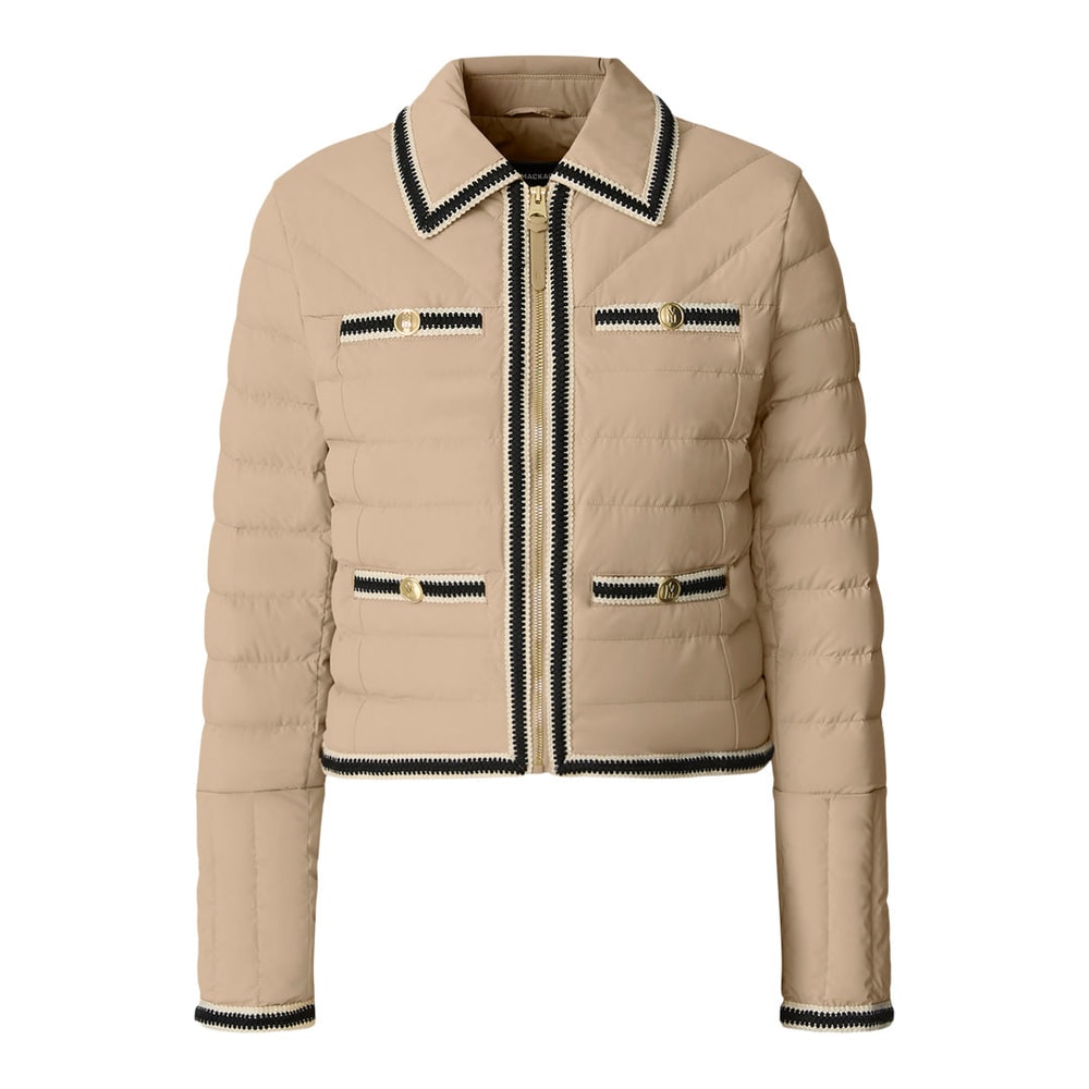 Mackage PETUNIA Crocheted Trim Down Jacket Light Camel