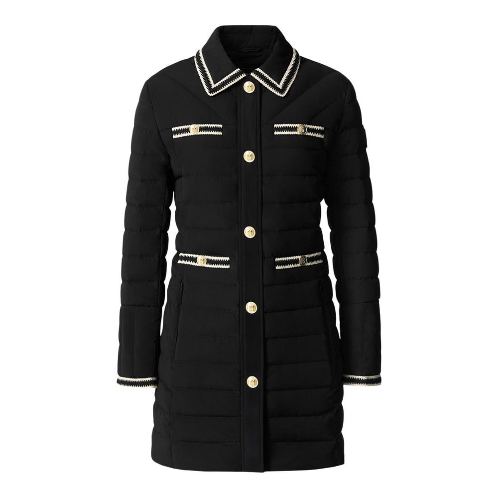 Mackage PRECIOUS Long Down Coat with Crochet Detailing Black