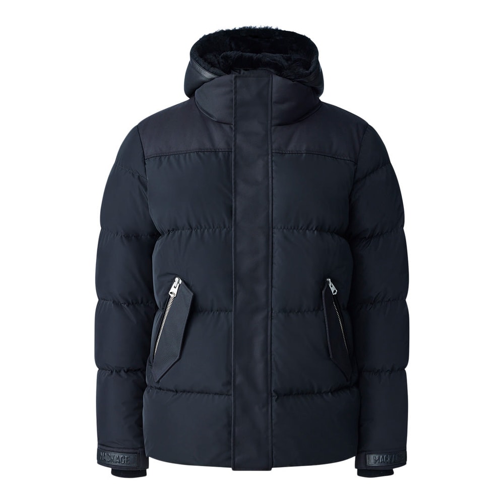 Mackage RILEY classic down jacket with removable shearling bib Black