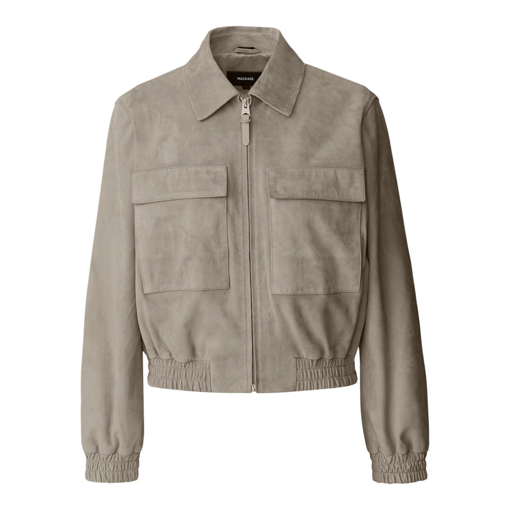 Mackage SENKA-SU Patch Pocket Suede Jacket Taupe