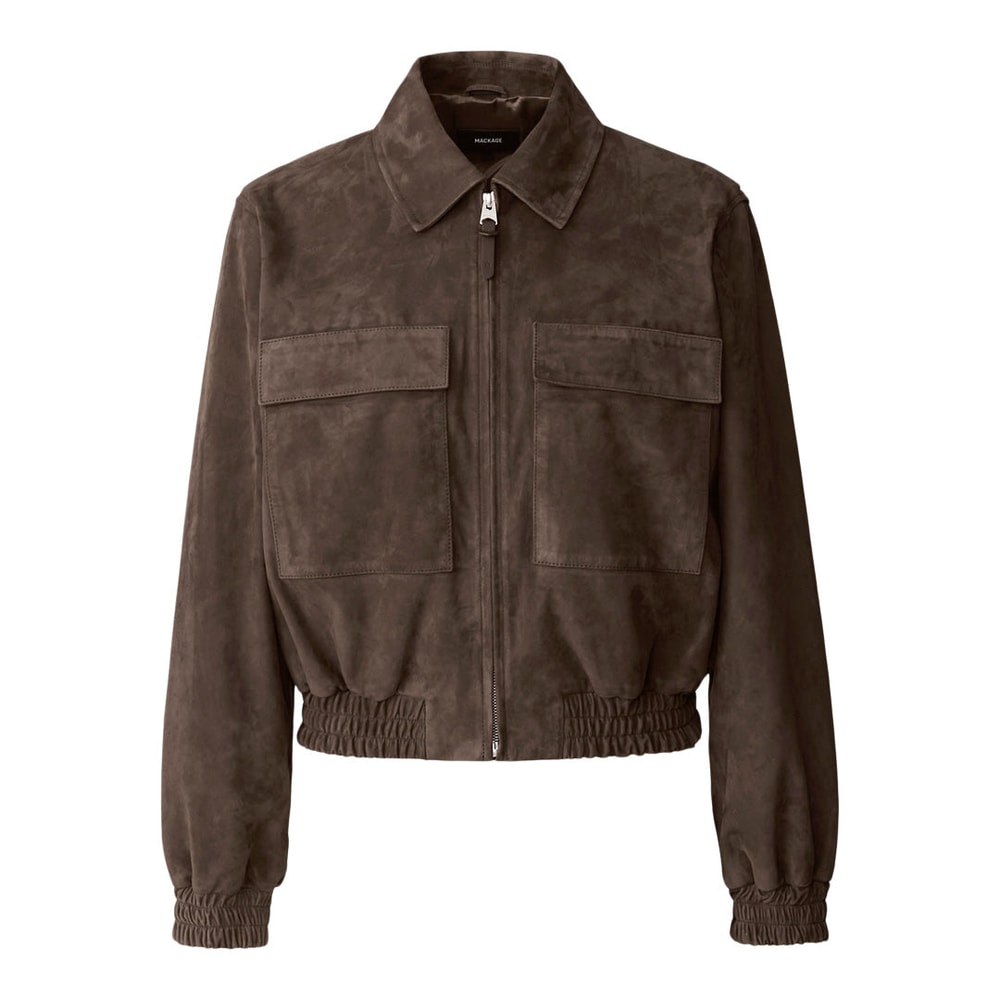 Mackage SENKA-SU Patch Pocket Suede Jacket Umber