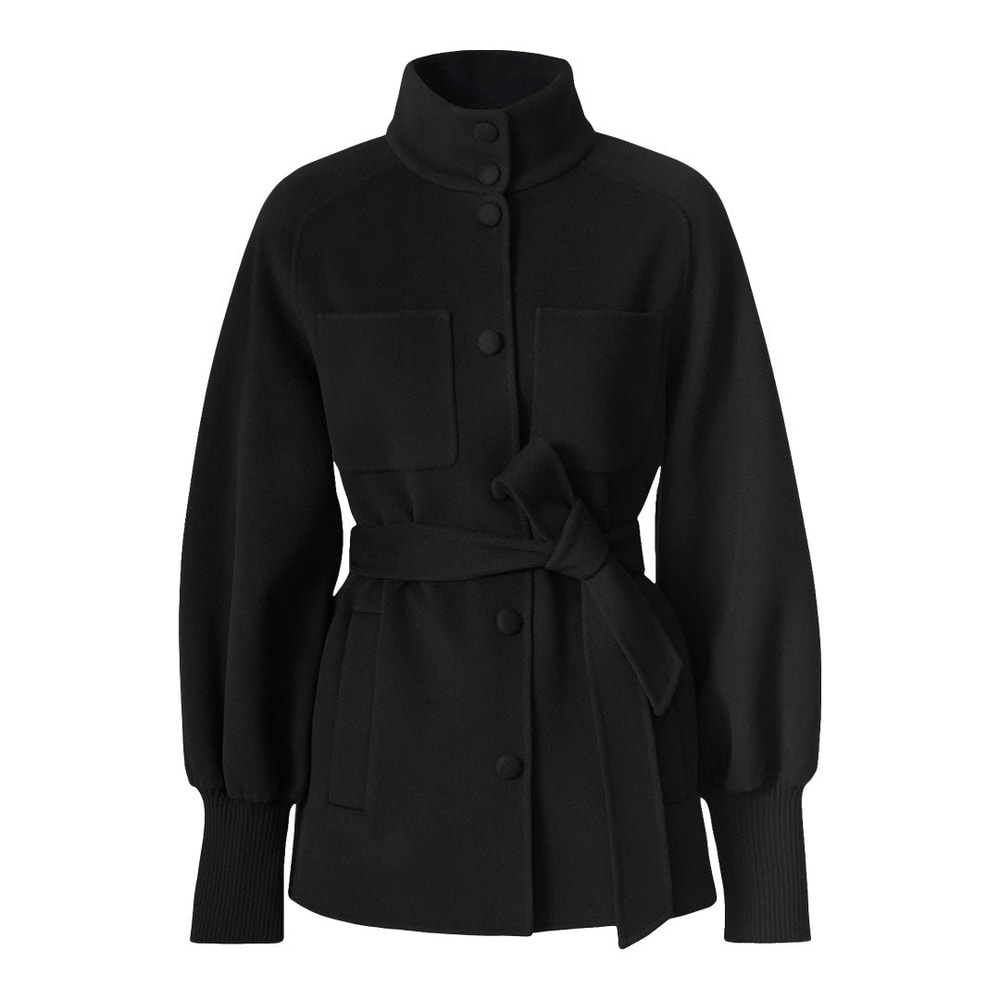 Mackage SHANIA Double-Face Wool Belted Jacket Black