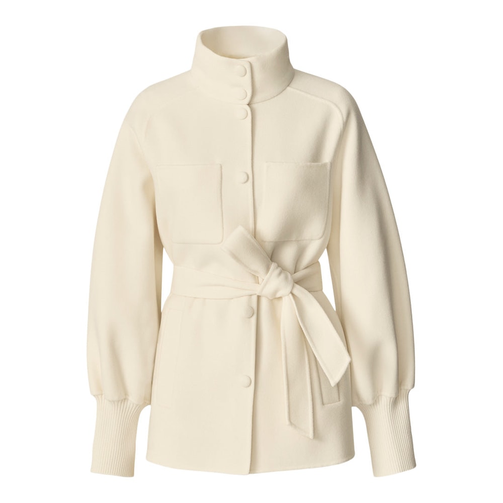 Mackage SHANIA Double-Face Wool Belted Jacket Cream