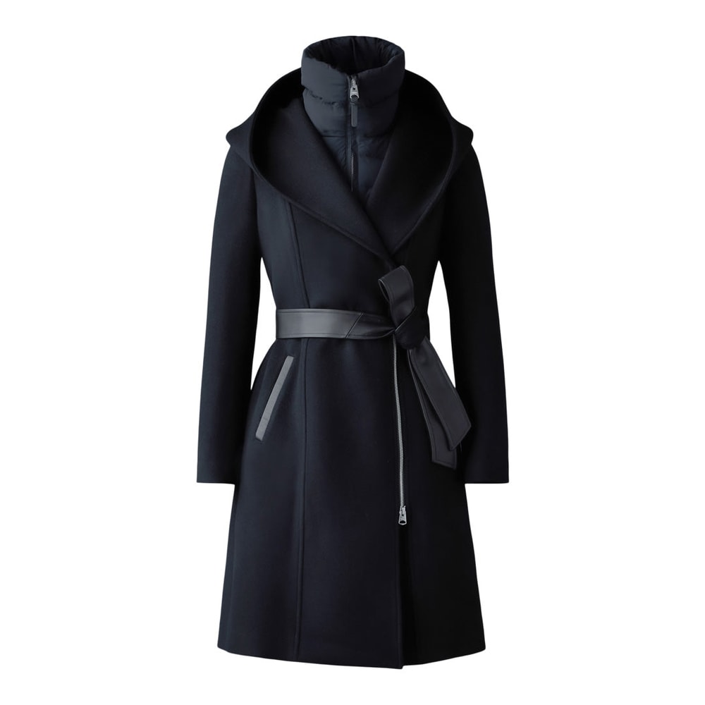 Mackage SHIA-SLB 2-in-1 double-face wool coat with removable bib Black
