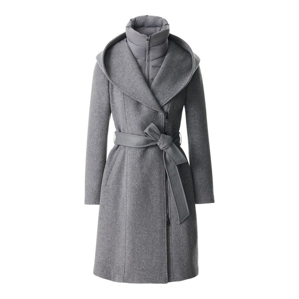 Mackage SHIA-SLB 2-in-1 double-face wool coat with removable bib Carbon Mix