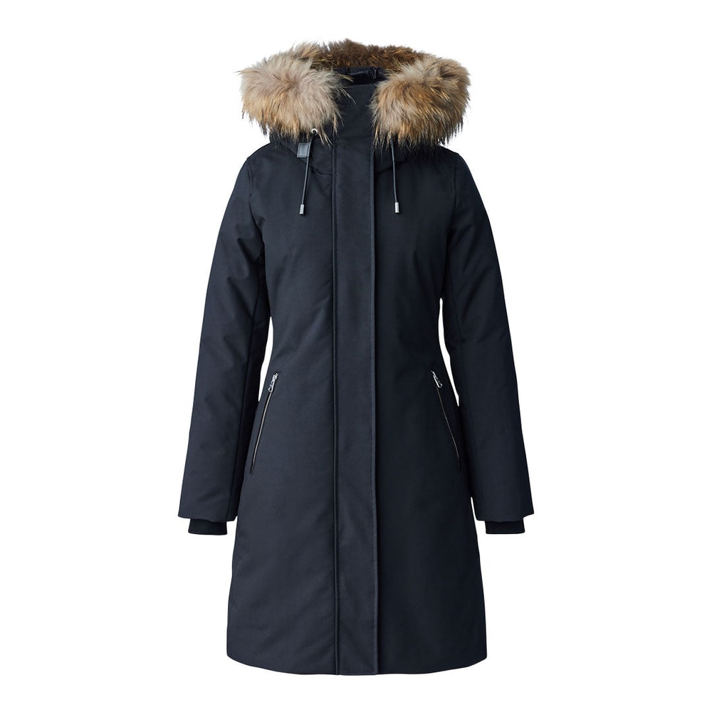 Mackage SHILOH-F 2-in-1 fitted down coat with removable bib and natural fur Black